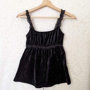 Black Lace & Velveteen Baby Doll Top